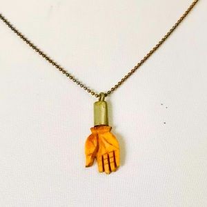 Vintage Artisan Primitive Hand Carved Open Hand Charm